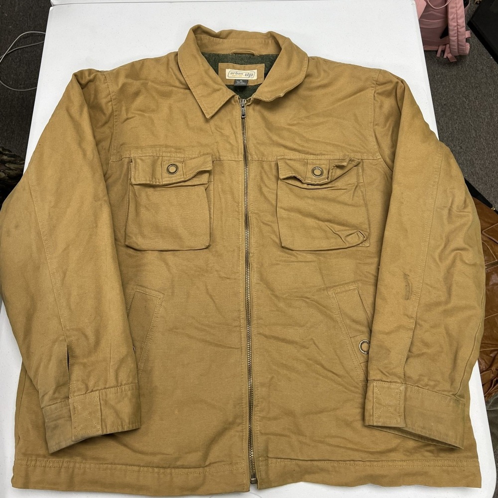 Urban Up Canvas Work Jacket Mens XL Tan Blanket Lined Pipeline Chore Coat